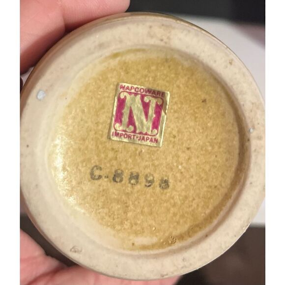 vintage Napcoware vase earth tone colors horizontal stripes shades brown. MCM 7" - Picture 3 of 9